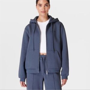 Sweaty Betty Powerhouse Full Zip Up Hoodie Blue Size Medium